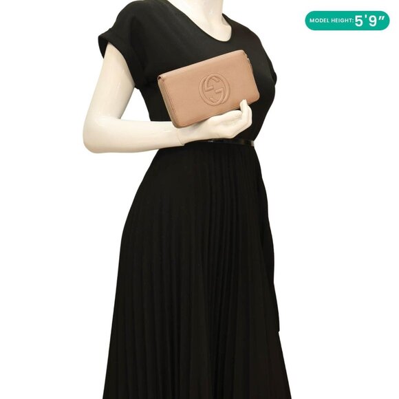 Gucci  Soho Pebbled Calfskin Zip Around Wallet Pink 308280 - Picture 2 of 14